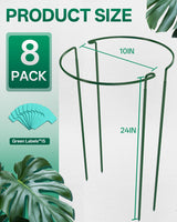 8 Pack 24 In Plant Support Stakes, Peony Cages And Supports with 15 Lables