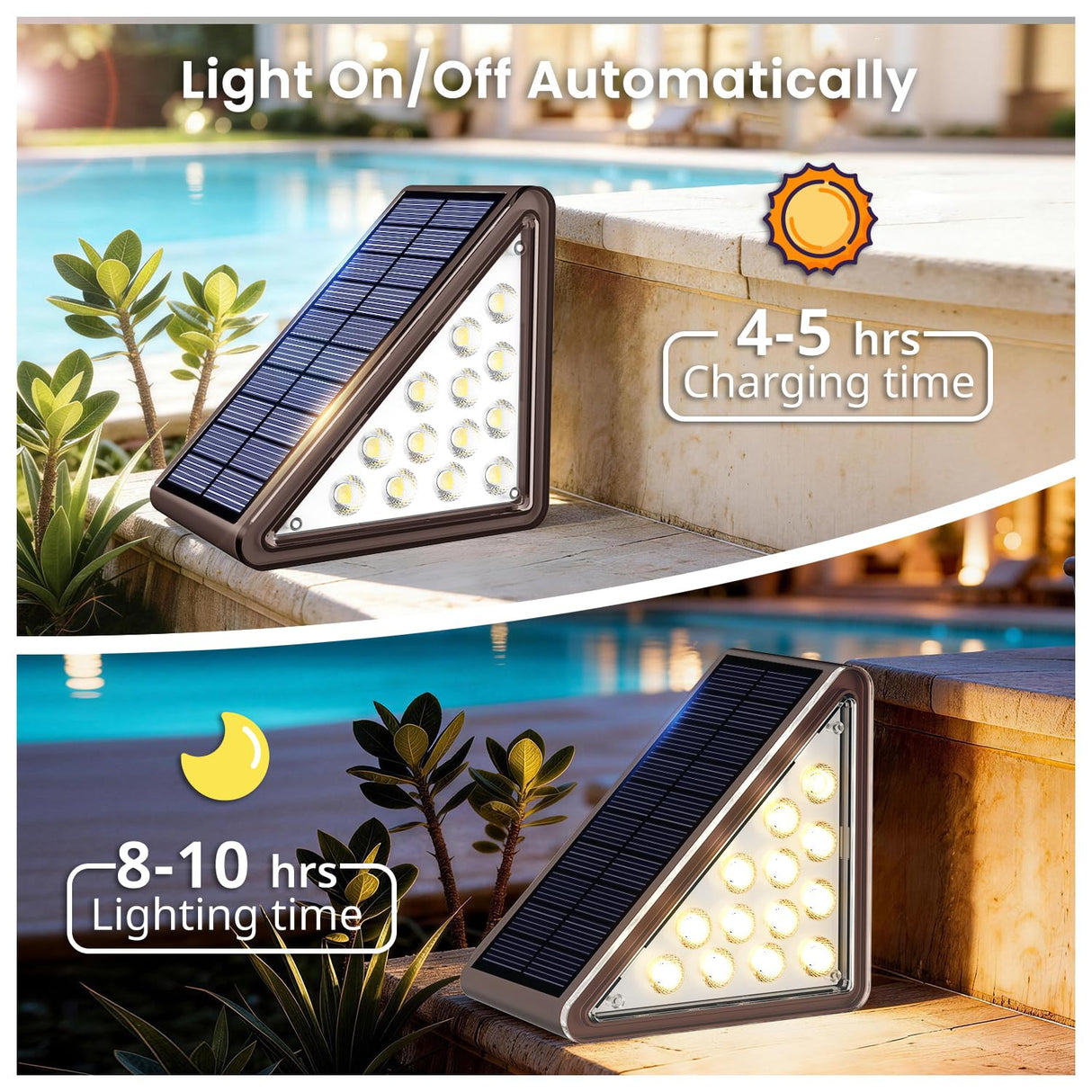 JEJOT Solar Step Lights Outdoor Waterproof IP65,Warm White Brown Solar Stair Lights, Outdoor Light Decor for Stair, Deck, Step, Porch and Outside Patio, 6 Pack