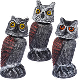 Hausse 3 Pack Bird Scarecrow Fake Horned Owl Decoy, Rotating Head Plastic Owl Bird Deterrents, Nature Enemy Horned Pest Repellent for Outdoor Garden