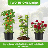 SOUNDVALUE 3 Pack Tomato Cage with 10 Gallon Grow Bag for Garden Balcony