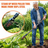 GOXAWEE Metal Stand Up Weed Puller Tool - 45" Garden Weeding Tool with Steel Long Handle & 4-Claw Steel Head - Effortlessly Remove Weeds Without Bending/Kneeling - All Steel Construction