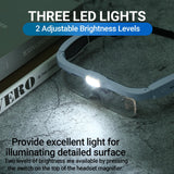 YOCTOSUN Magnifying Glasses with 3 LED Lights, Magnifying Headset with 5 Detachable Lenses 0.75X,1.25X,2.0X,3.0X and 4.0X, Headband Magnifier for Close Work, Hobby Crafts