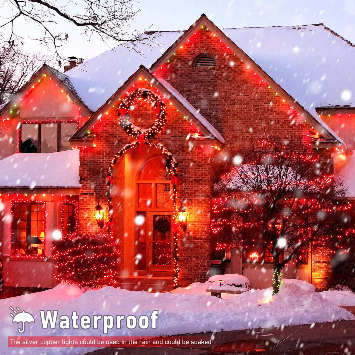 JMEXSUSS 8 Pack 50 LED Christmas Fairy Lights Battery Operated String Lights, 16ft Red Twinkle Fairy Lights Indoor Outdoor Waterproof for Mason Jars Bedroom Party Wedding Christmas Decorations