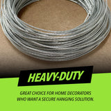 HANGDONE Picture Hanging Wire #5 – 50lbs Capacity – 100ft – 16 Gauge Non-Coated Steel | Flexible & Heavy-Duty | for Frames, Mirrors & Wall Décor