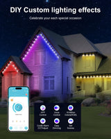 Nexillumi Permanent Outdoor Lights for House, 100ft Smart RGB Outside Lights with 72 Scene Modes, IP68 Waterproof Eaves Lighting for Christmas All Holiday Decorations