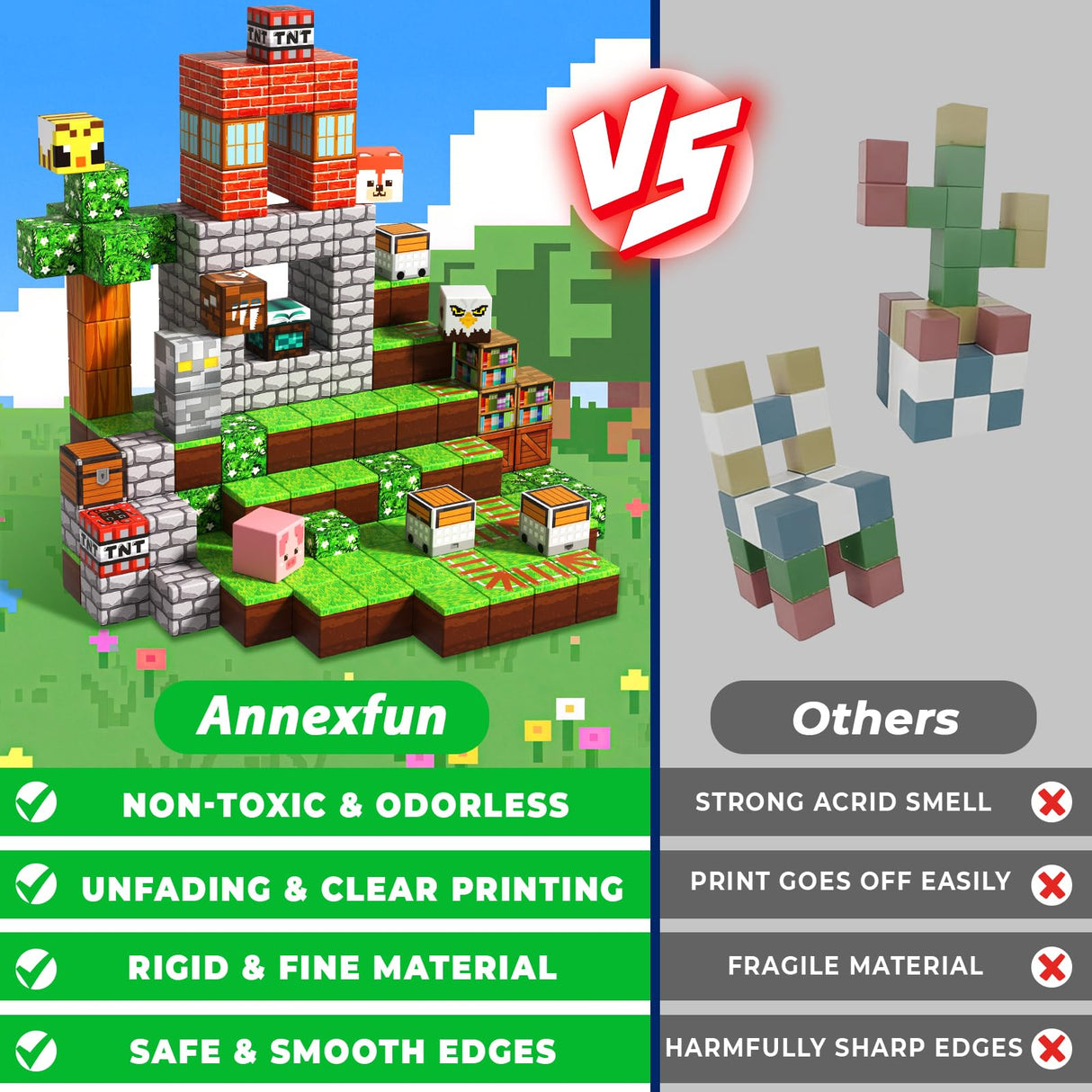 200 PCS Magnetic Blocks - Magnetic Building Blocks, Stacking Magnets for Kids, Sensory Toy for STEM Montessori Sensory Toys for Kids 3+ Boys and Girls Christmas Birthday Gifts