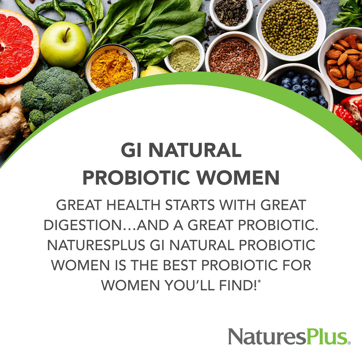 NaturesPlus GI Natural Probiotic Women - 30 Capsules - Digestive & Immune Support, Urinary Tract Health - Includes Cranberry - Gluten Free - 30 Servings