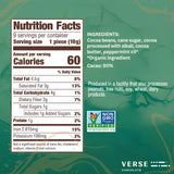 Verse 90% Dark Chocolate Mint Squares - Only 1g Cane Sugar - Creamy Dark Cocoa - Individually Wrapped Cacao Chocolate Squares (9 Count, 2 Pack)
