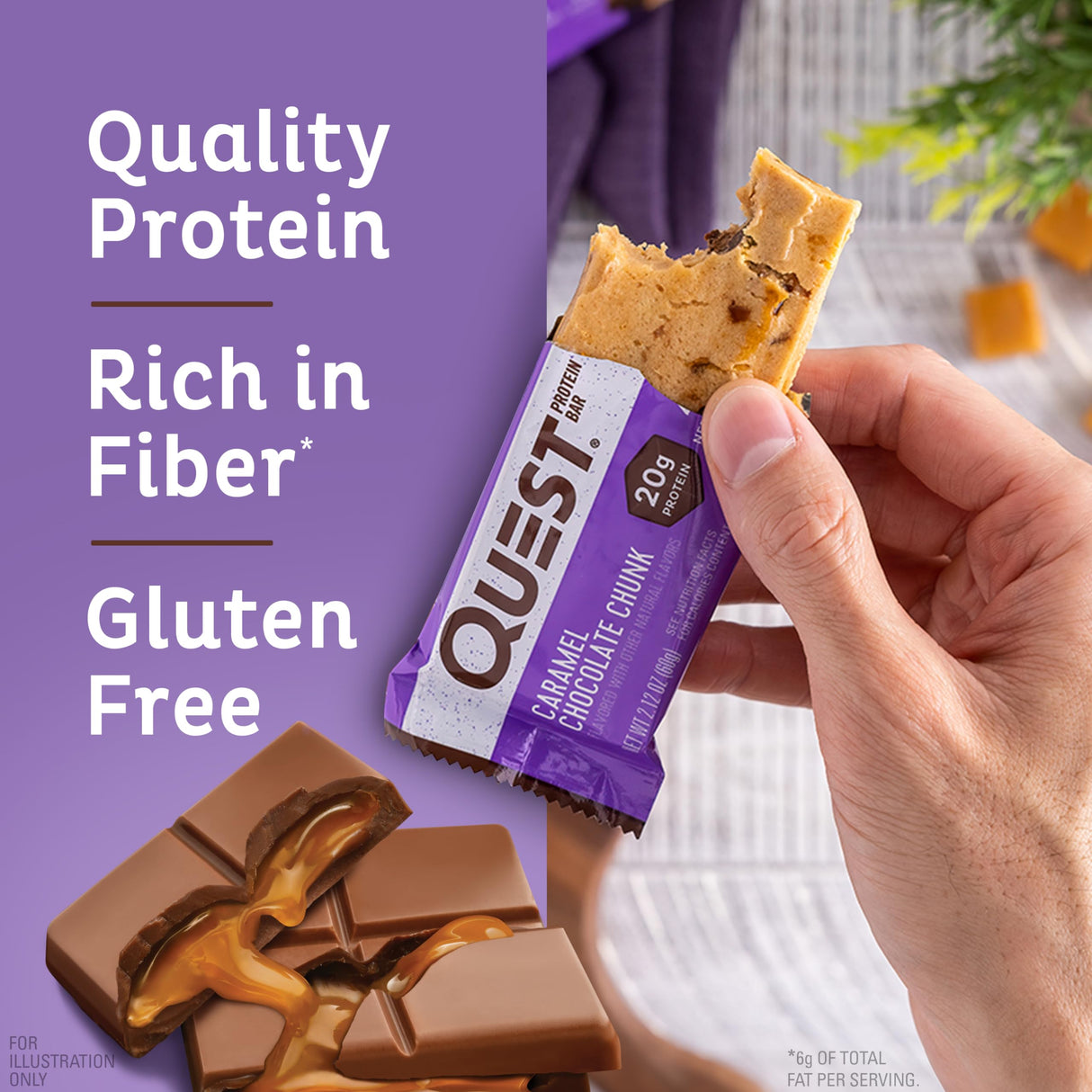Quest Nutrition Caramel Chocolate Chunk Protein Bars, 12 Count