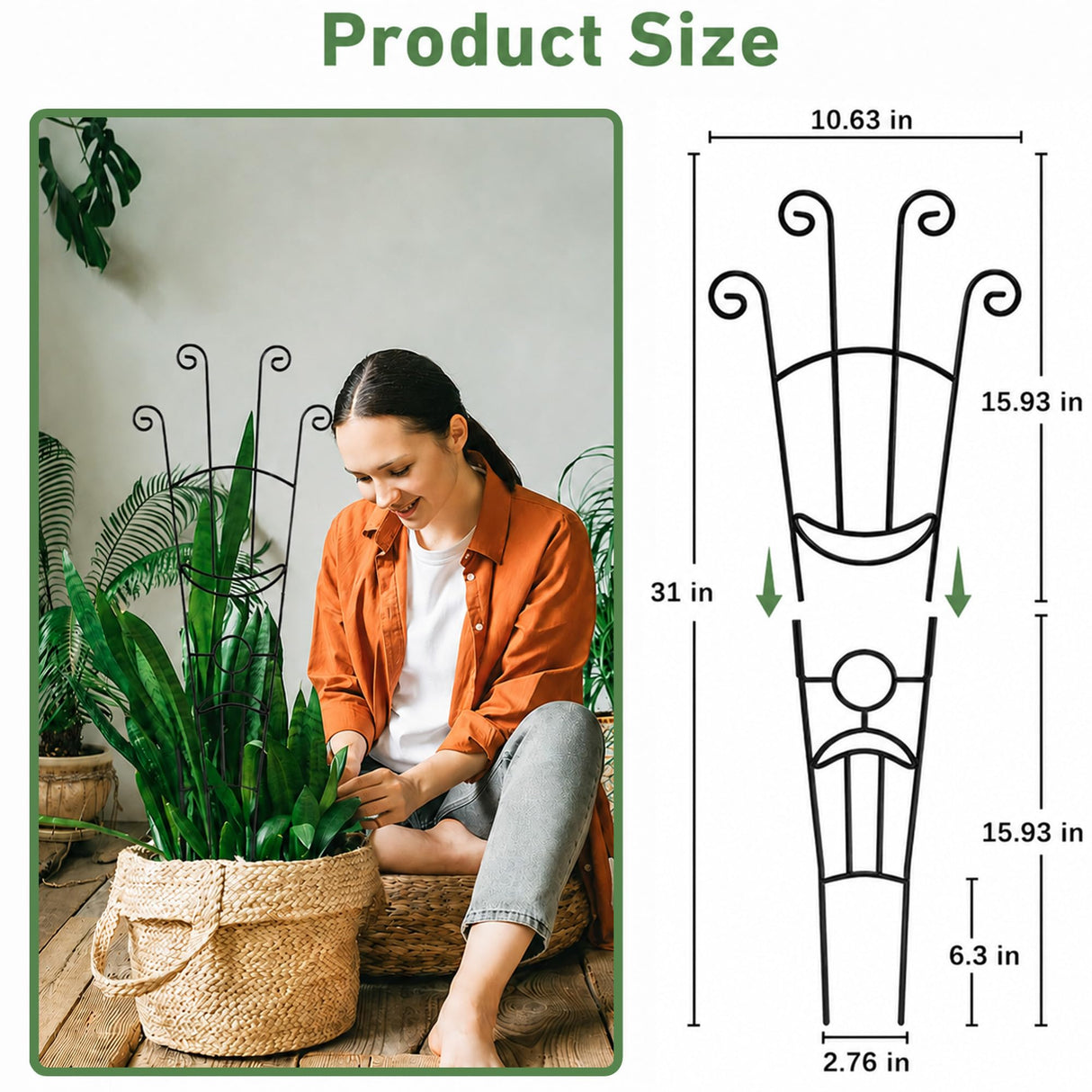 Xeeol 32.6in Plant Trellis for Climbing Plants Indoor, Expandable Large Metal Trellis for Potted Plants, Heavy-Duty Tall Pothos Plant Climber Support for Ivy Pothos Hoya Monstera, 4P