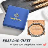 Fathers Day Gift Bracelet for Dad - Stainless Steel Cuban Chain Link Bracelet Gifts for Men Dad from Son Daughter Classic Hip Hop Anniversary Personalized FatherJewelry Gifts for Him Husband Boyfriend