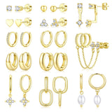 Turandoss 13 Pairs Gold Hoop Stud Earrings for Women