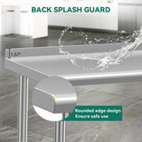 YITAHOME 48" x 24" Stainless Steel Table for Prep & Work with Backsplash, NSF Commercial Heavy Duty Table with Undershelf for Home Kitchen Restaurant Garage Warehouse