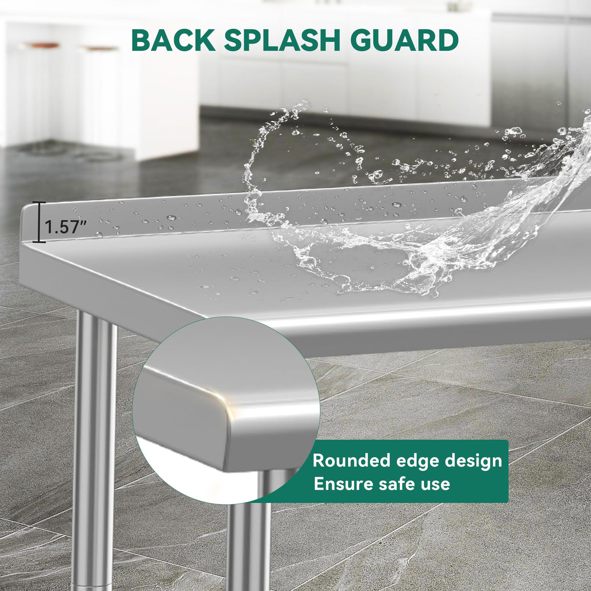 YITAHOME 60" x 24" Stainless Steel Table for Prep & Work with Backsplash, NSF Commercial Heavy Duty Table with Undershelf for Home Kitchen Restaurant Garage Warehouse