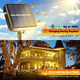Joomer Solar Fairy Lights, 4-Pack Total 104FT 320LED Solar String Lights Outdoor Waterproof 8 Lighting Modes for Patio Fence Party Garden Yard Home Holiday Tree Outdoor Decoration (Warm White)