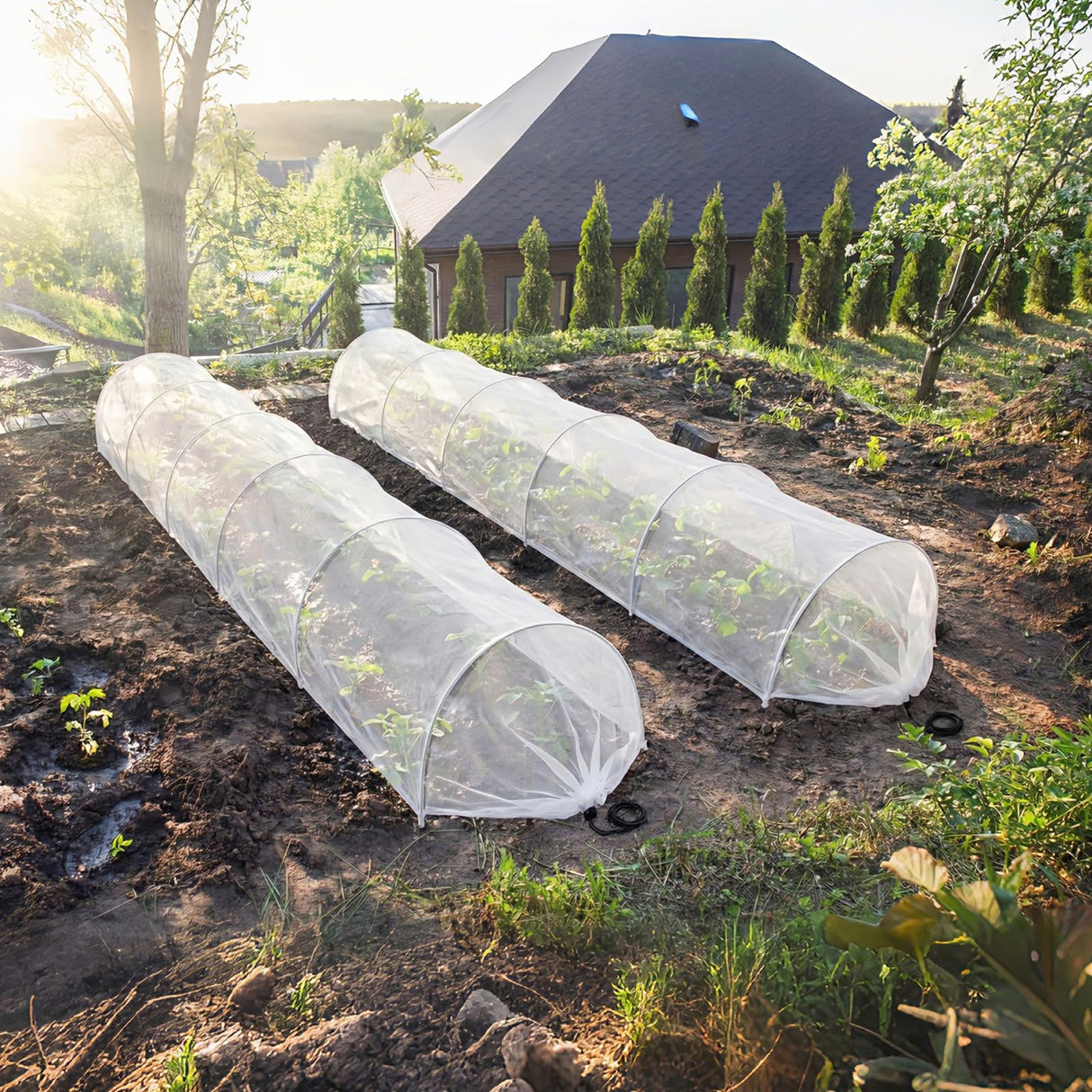 Vincreem 2 Pcs 18 x 118 inch Mesh Garden Greenhouse Tunnel Netting Protection Netting Pest Barrier Vegetable Plant Ultra Fine Mesh Cover Fruit Flowers Row Cover for Raised Beds Garden Greenhouse