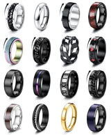 Besteel 16Pcs Stainless Steel Spinner Fidget Rings for Men Women Size 8