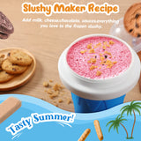 3 Pack Slushy Cup, Slushie Maker Cups, Magic Quick Frozen Squeeze Cups for Ice Cream Juice Milk Yogurt, DIY Smoothie Cooling Cup with Lid and Straw for Kids Friends Family (Blue Pink Green)