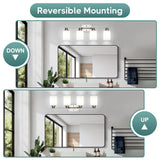 Ascher Bathroom Light Fixtures, 4-Light Vanity Light Over Mirror, Brushed Nickel Wall Sconces with Milky White Frosted Glass Shades, Wall Lamp for Living Room Bedroom, E26 Base(Bulbs Not Included)