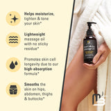 M3 Naturals Firming Body Massage Oil with Collagen & Stem Cell – Helps Smooth The Appearance of Cellulite & Improve Skin Texture – Refreshing Aromatherapy Body Oil for Legs & Full Body – 8 Fl Oz