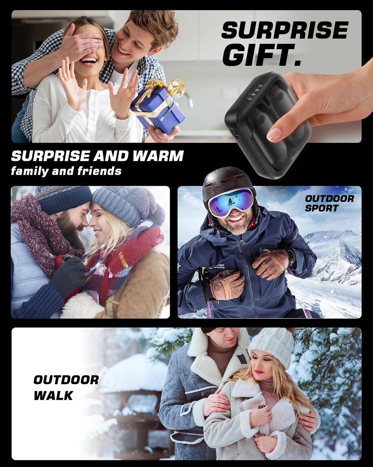 Kesguar Hand Warmers Rechargeable - 2 Pack 14000mAh AI Electric Hand Warmers with Charging Case, Magnetic 2 in 1 Pocket Handwarmers, Portable Heater Gifts for Women/Men/Christmas/Golf/Camping/Hunting