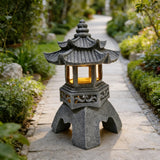YLSMILE Solar Pagoda Lantern Garden Statue: Japanese Zen Lantern Garden Decor-LED Figurine Lamp Pagoda Statue Figurine for Home Table Outdoor Decor