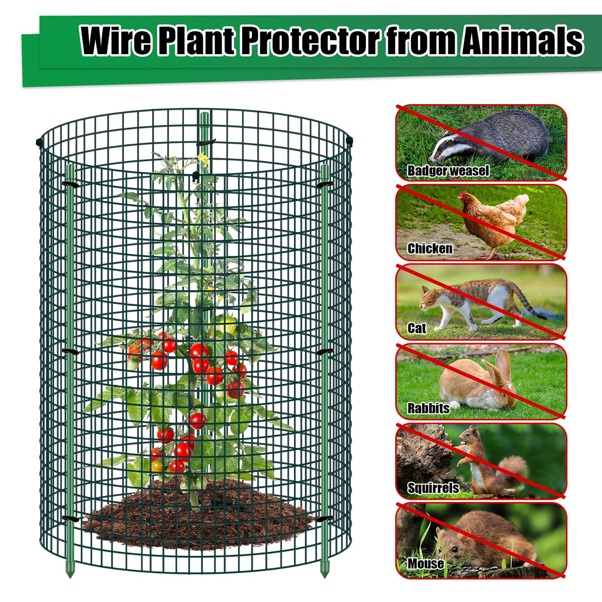 6 Set Wire Plant Protector from Animals - 12"x16" 18Pcs Metal Mesh