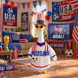 PaLuQiYa 2026 World Cup Porch Goose Outfit, 23" High Lawn Goose Statue Soccer Fan Costume Clothing, FIFA World Cup 2026 Porch Garden Geese Clothes with Hat for Outdoor Patio Yard