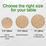 Laquedecraft 13.8" Round Corn Husk Placemats Set of 4 | Boho Rattan Woven Table Mats | Farmhouse Spring Plate Chargers Like Water Hyacinth, Seagrass for Wedding, Party, Christmas, Events