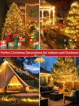 2-Pack 66FT 200 LED Christmas Lights, 13 Modes Extendable Christmas Tree Lights with Timer & Memory, Waterproof Twinkle Fairy Lights Green Wire Outdoor String Lights Indoor for Xmas Tree (Warm White)