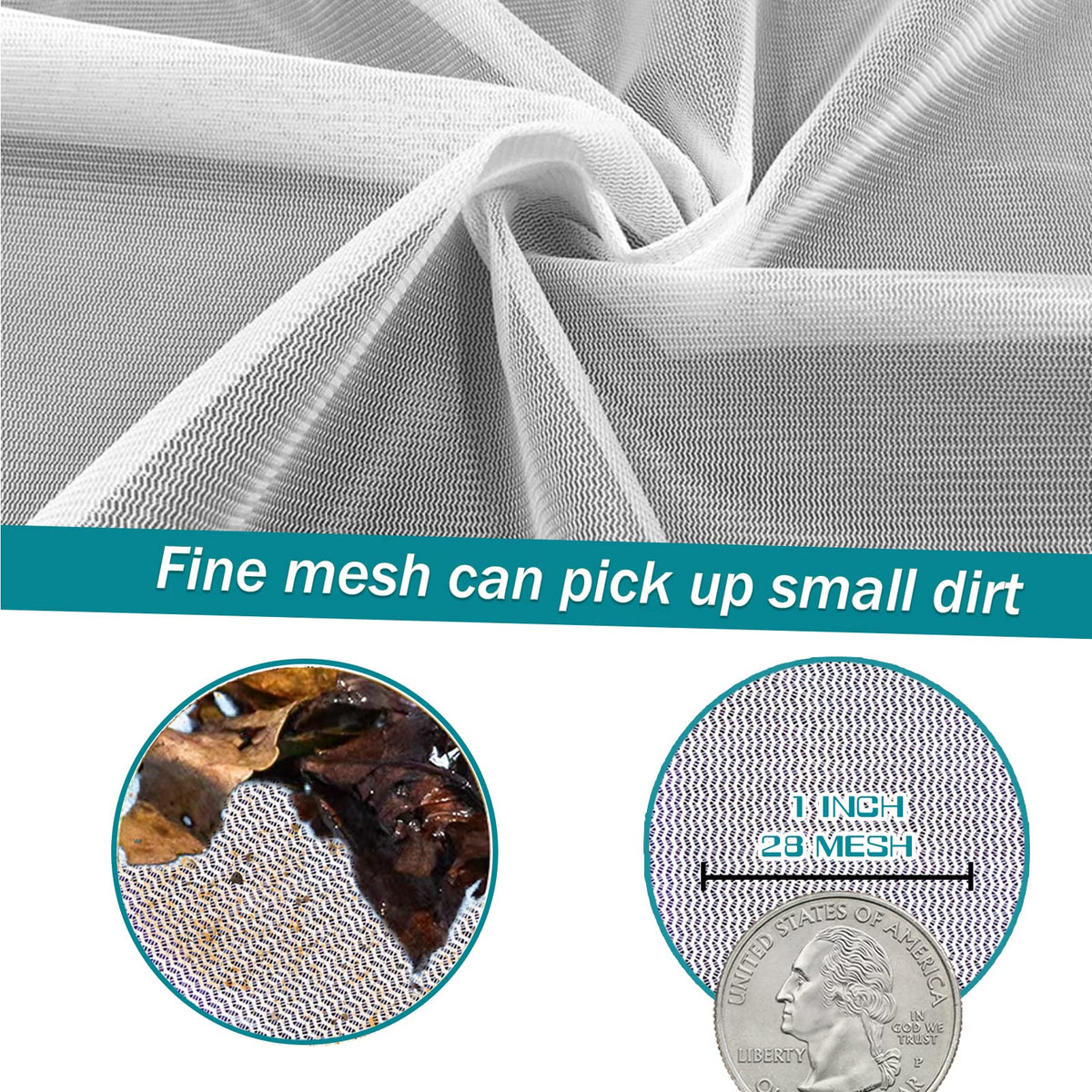 POOLWHALE Pool Skimmer Leaf Rake Net, Fine Mesh Deep Nylon Bag (No Pole)