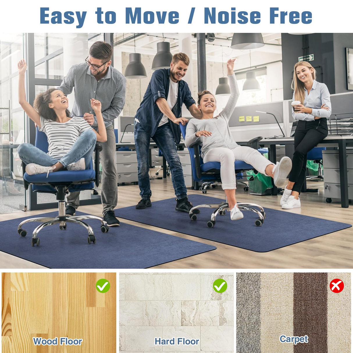 Placoot Office Chair Mat for Hardwood Floor, 55"x35" Corduroy Surface Computer Chair Mat, Desk Chair Mat, Large Anti-Slip Rubber Bottom Floor Protector for Home Office Brown