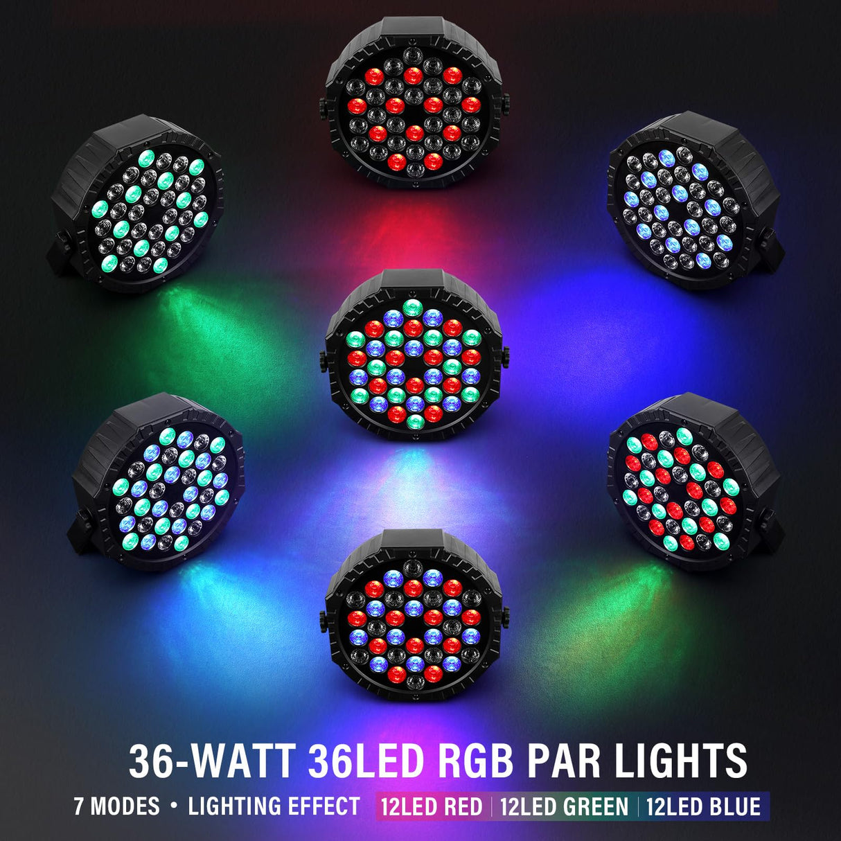 LED Stage Lights 4Pack - Czgor 36W RGB DJ Par Lights With Sound Activated Auto Play by Remote & DMX Control Uplights for Events Wedding Party Club Christmas Party Lighting