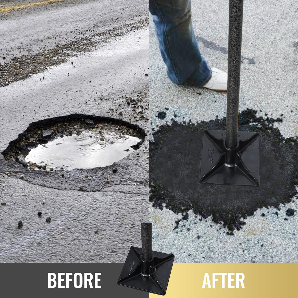 Heavy Duty Steel Tamper Tool with 62 Inch Adjustable Handle Hand Tamper for Efficient Soil Compaction Tamping Asphalt Gravel Sand Stone Dirt Heavy Duty Ground Tamper for Leveling Smoothing Surfaces