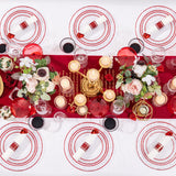 Ciaell 350 PCS Clear and Red Plastic Plates – Red Dinnerware Set for 50 Guests Include 100 Plastic Plates, 50 Pre Rolled Napkins with Cutlery Set, 50 Cups for Wedding & Party & Anniversary & Christmas