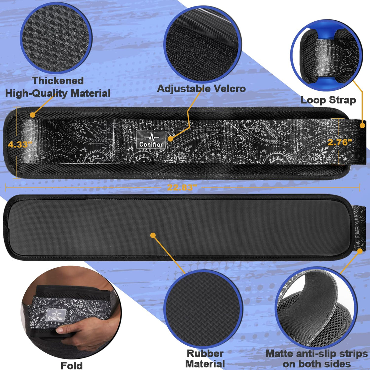 Coniflor Hip Thrust Belt - Adjustable Fitness Belt for Dumbbells, Kettlebells, Weight Plates - Support Up to 100 lbs - Upgrade Slip-Resistant Pad for Safe and Comfortable Glute Workouts at Home or Gym