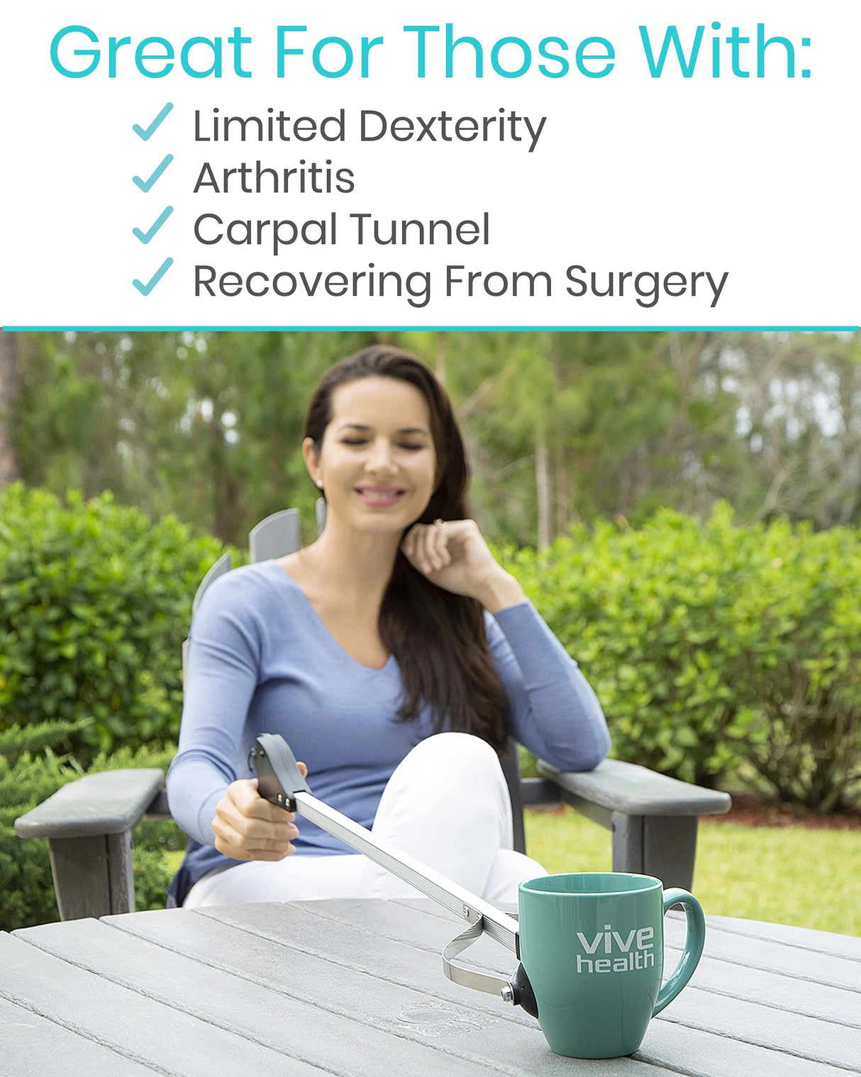 Vive Suction Cup Grabber Reacher 32" - Elderly Grab It Reaching Pickup Tool Heavy Duty for Seniors - Trash, Sticks, Litter Picker Upper - Extra Long Reach Handle & Handy Extension Arm Claw