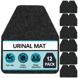 Basima Urinal Mats for Men Bathroom 12 Pack Washable Bulk Rubber Urinal Floor Mats for Toilet Commercial, Non-Slip Disposable Urinal Pads for Mens Room, 17.5" x 20.5", Black