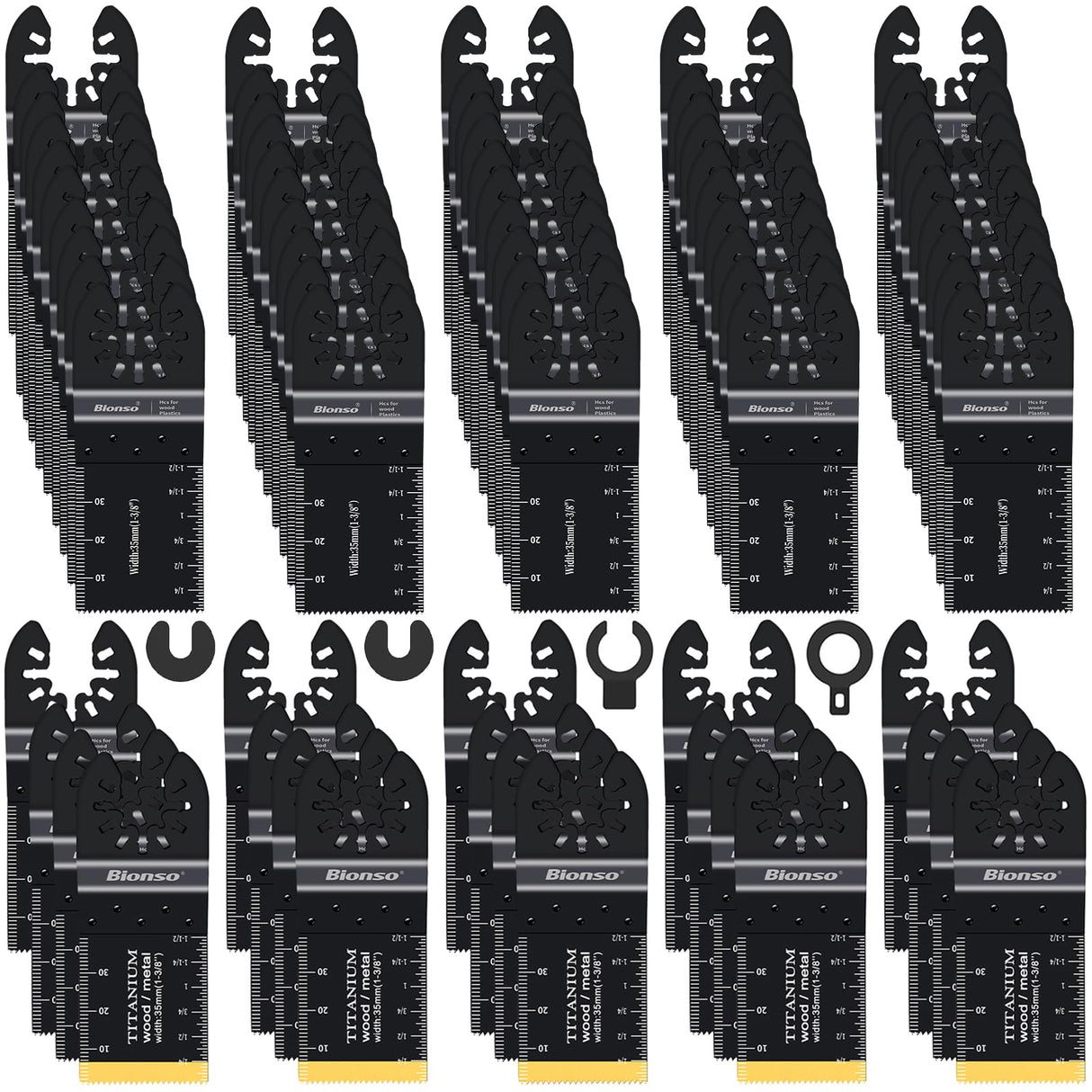 Bionso 120PCS Oscillating Tool Blade, Professional Universal Titanium Multitool Blades for Wood Metal, Multi Tool Blades Kits, Oscillating Saw Blades Fit Dewalt Ryobi Milwaukee Rockwell Fein Makita