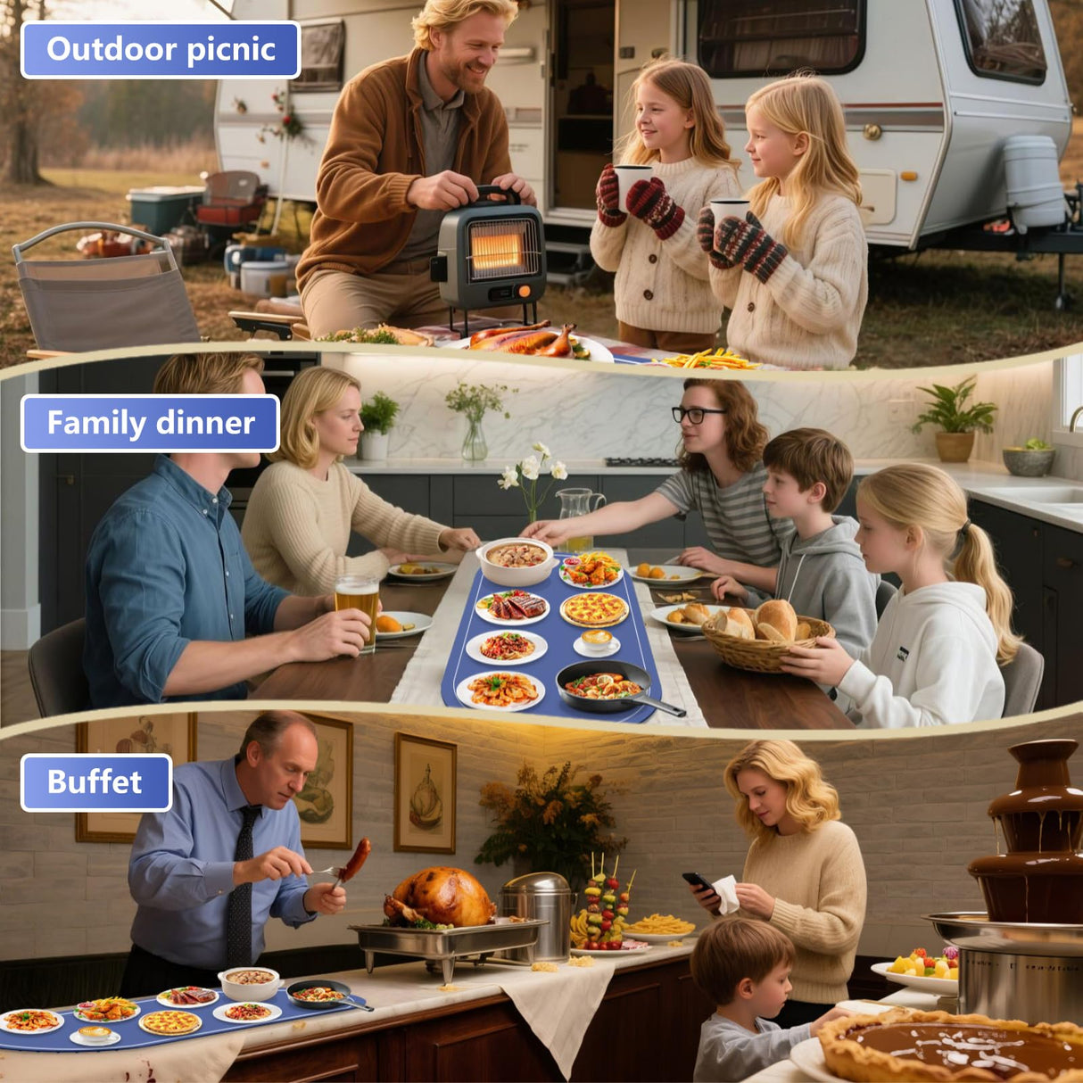 Warming Mat for Food Extra Large,36x16 Food Warming Mats for Countertop,Heating Mat for Food,Silicone Food Warmer Mat,Food Warmers for Parties Buffet,Warming Trays for buffets Party