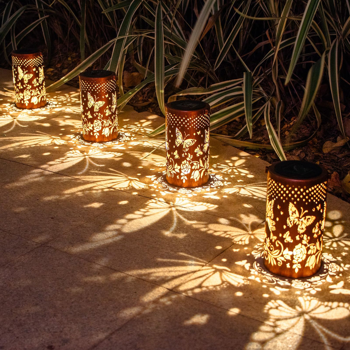 Butterfly Solar Lanterns Outdoor Hanging, Hollowed-Out Metal Waterproof LED Garden Decor Light for Patio Yard Pathway Lawn Front Porch, Christmas Thanksgiving Birthday Gifts for Women Mom Grandma