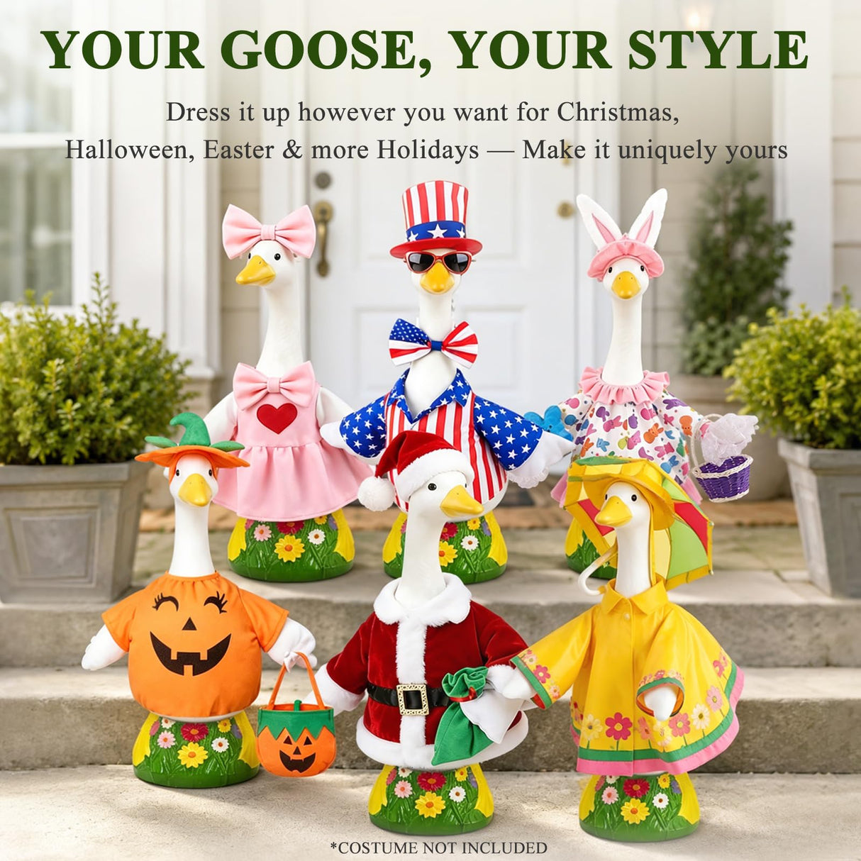 Hofriyo 23 Inch Large Porch Goose Statue - PE Plastic Outdoor Goose Decor for Lawn, Yard, & Garden Decoration, Unique Housewarming Birthday Graduation Gifts for Women Mom Grandma