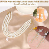 Jupwalz 16 Pcs Pearl Jewelry Set with Necklace, Earrings and Bracelets, Pearl Necklaces for Women, Faux Pearls Set Jewelry for Wedding Bridal Christmas Party