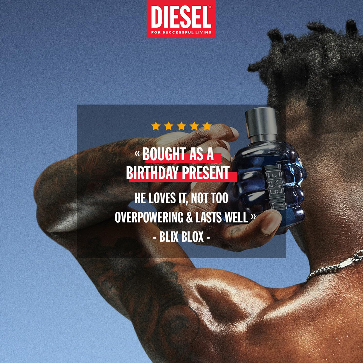 Diesel Sound of the Brave, Eau de Toilette for Men, Notes of Lemon, Spicy Juniper Berries & Ambery Wood, 1.7 Fl. Oz.