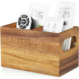 DRASTAR Acacia Remote Organizer Caddy, TV Remote Caddy for Table, Wooden Storage Organizer for Home Decor