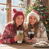 Iced Coffee Cups with Lids,Glass Cups with Lids and Straws,4 Coffee Tumbler