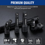 WORKPRO 18-Piece Impact Socket Extension Set, Includes Socket Adapters, Ratchet Extension Set, Socket Extension Bar, Swivel Universal Joints and Impact Coupler, 1/4", 3/8" & 1/2" Drive
