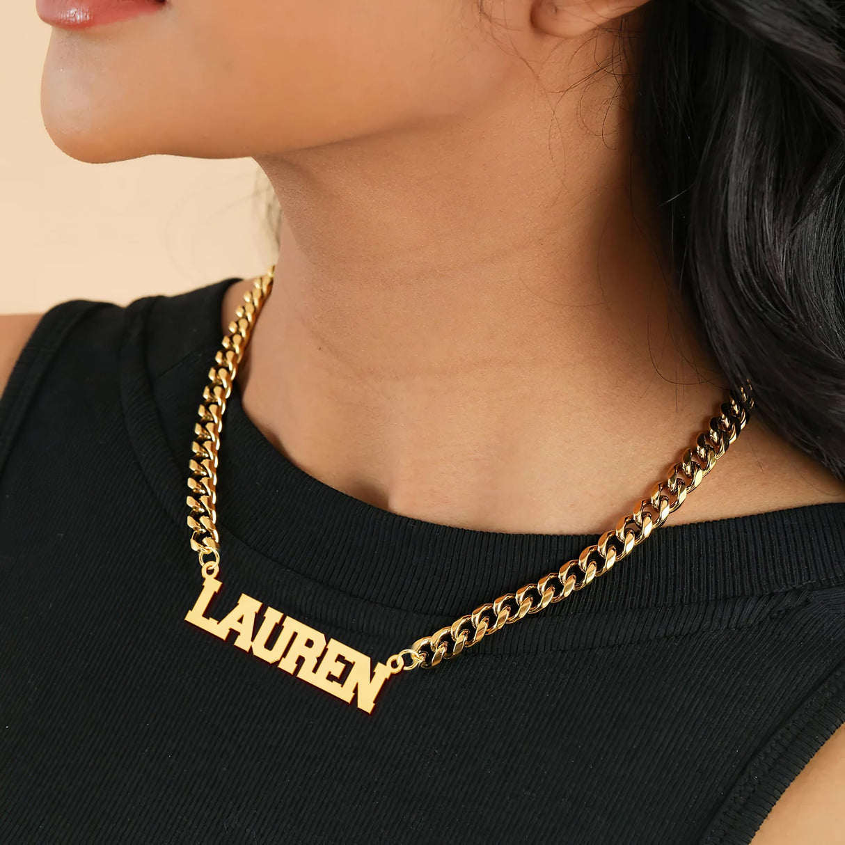 Elemtansy Custom Name Necklace for Men, 18K Gold-Plated Name Necklaces with Curb/Figaro Chain, Personalized Birthday Gifts for Men