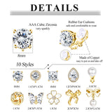 Drperfect Clip on Earrings Women Gold Dangle Pearl Bow Flower Butterfly Cubic Zirconia Non Pierced Earrings Clip on Stud No Piercing Earrings Clip