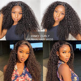 Ladoux Kinky Curly Lace Front Wigs 13x6 HD Lace Front Kinky Curly Wig for Women 180% Density Pre Plucked With Baby Hair Afro Kinky Curly Human Hair Wigs 20Inch Kinky Curly HD Lace Front Human Hair wig